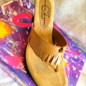 Women Leather Shoe, Slide Sandal, NEW.  Sizes 5- 10, Half Sizes 5.5 - 9.5.